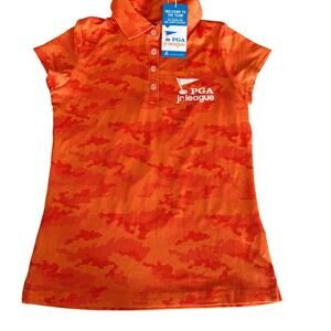 Garb Girls Orange Camo PGA Jr League Golf Polo - medium